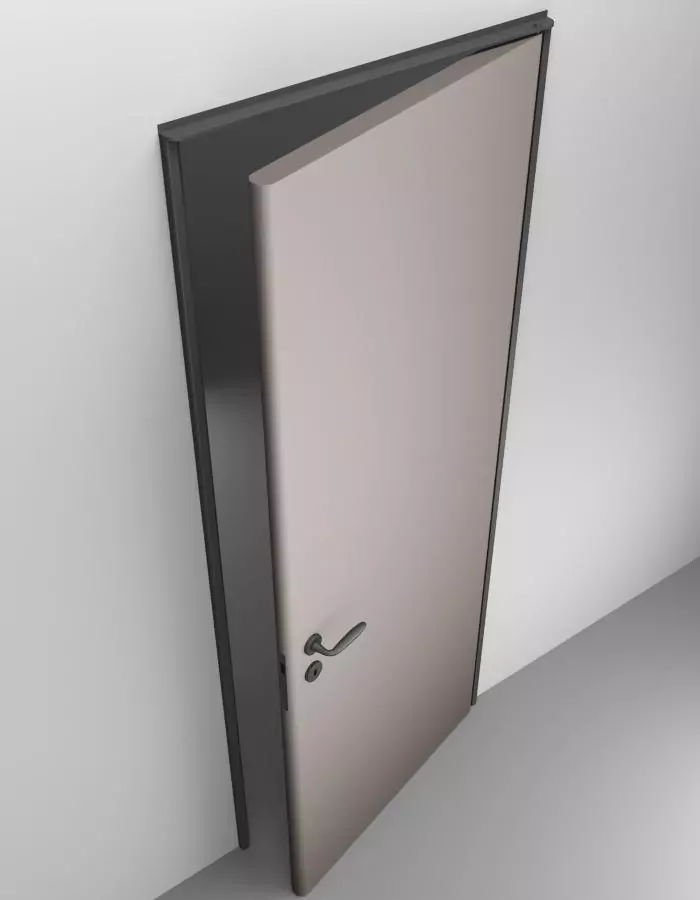 TONDA, matt Tortora enamel, aluminum door frame in Piombo color.