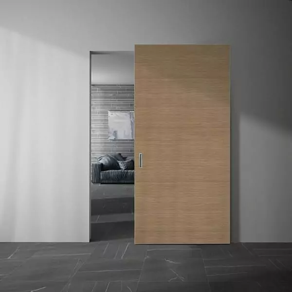 MAGIC, Alu, Vento model, natural veneer Rovere Chiaro, aluminum end edge in Chrome Matt color.
