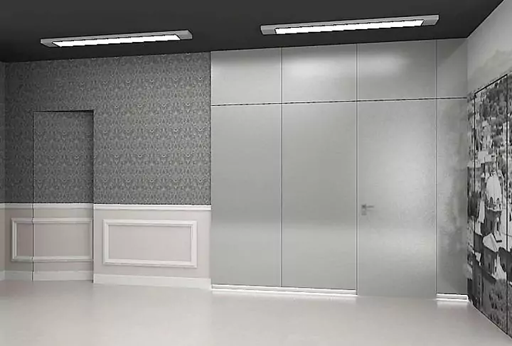 Wall panels COVER, matt enamel Grigio Fume. FILO–60 door, Grigio Fume.