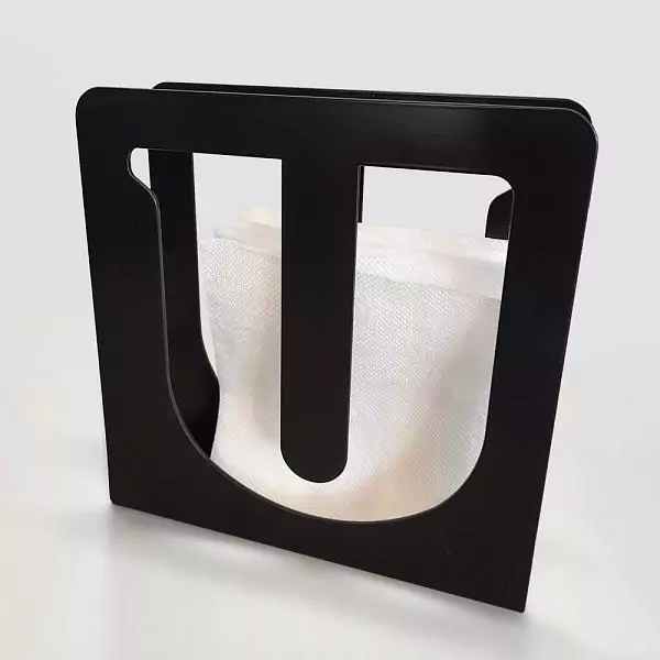 Napkin holder in a branded door frame.